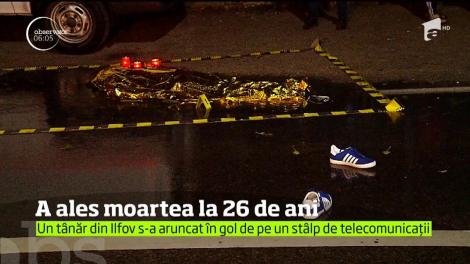 Un tânăr din Ilfov s-a aruncat în gol de pe un stâlp de telecomunicații