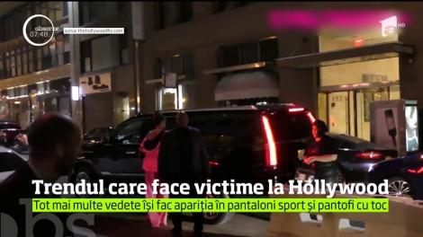 Trendul care face victime la Hollywod! Tot mai multe vedete își fac apariția în pantaloni sport și pantofi cu toc