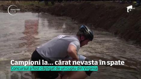 Campionatul de cărat nevasta în spate, organizat în America, a ajuns la ediția cu numărul 18