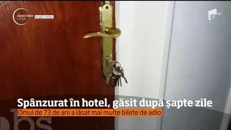 Un bărbat de 73 de ani a fost găsit spânzurat într-o cameră de hotel din Câmpulung după șapte zile