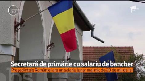 O secretară de primărie se poate lăuda că a avut un salariu mai mare decât cel al preşedintelui României