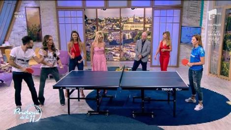 Nu doar Halep mânuiește racheta de tenis ca nimeni alta! Florin Ristei şi Diana Munteanu, faţă în faţă cu Elisabeta Samara, campioană europeană la tenis de masă!