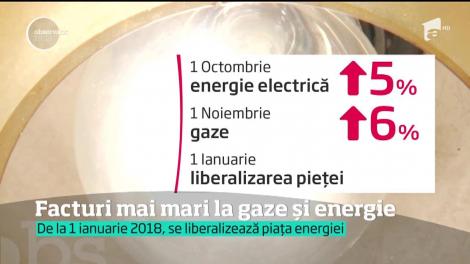 Facturi mai mari la gaze și energie, de la 1 ianuarie 2018