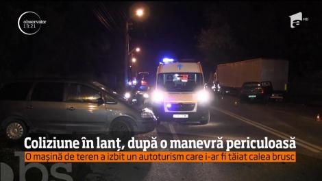 O coliziune în lanţ s-a produs chiar în dreptul gării din Dej