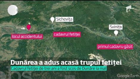La exact o săptămână de când în Dunăre a căzut o maşină cu o familie întreagă, curenţii au adus acasă trupul fetiţei de trei ani