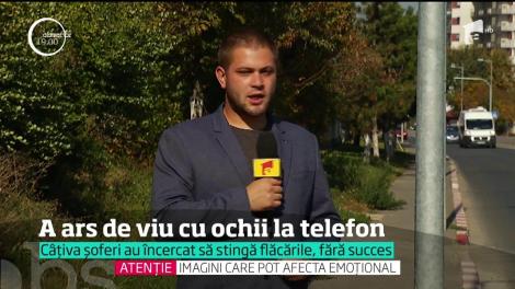 GROAZNIC. Un tânăr care se certa cu iubita a ars de viu în maşină după ce, într-o viteză nebună, a lovit stâlpul unei pasarele!
