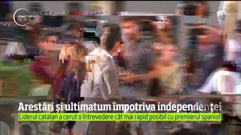 Doi lideri ai separatiştilor din Catalonia au fost arestaţi la Madrid, fiind acuzaţi de insurgenţă şi propagandă în favoarea secesiunii