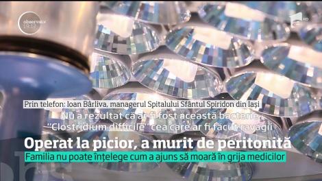 Un bărbat a murit într-un spital din Iaşi, pentru că nimeni nu şi-a dat seama că suferă de peritonită. Venise la spital cu o rană la picior