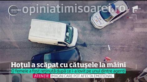 O urmărire în trafic s-a transformat într-o încăierare generală. Doi poliţişti au fost atacaţi de rudele fugarului