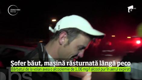 Trei bărbaţi s-au răsturnat cu maşina în apropierea unei benzinării din Cluj