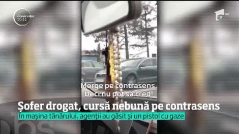 În Constanța, un tânăr drogat a plecat cu maşina la plimbare pe contrasens. I s-a făcut rău şi s-a oprit înainte să provoace o tragedie. Martorii i-au filmat cursa