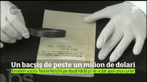 1,3 milioane de dolari. Atât a plătit un colecţionar pentru două notiţe ce îi aparţin lui Albert Einstein