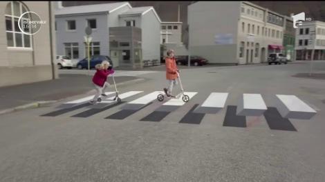 Nu, nu este vreo scenă dintr-un film SF! Islandezii au treceri 3D pentru pietoni. Cum arată celebra "zebră tridimendională" şi ce funcţie specială are