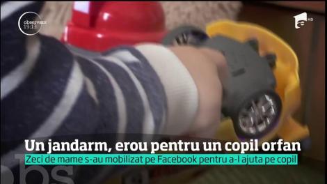 Un jandarm a devenit eroul unui copil sărman, de nici doi ani
