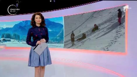 Zăpada aşternută de două zile este şi motiv de bucurie!  Pe pârtia din Azuga s-au făcut deja primele coborâri pe schiuri