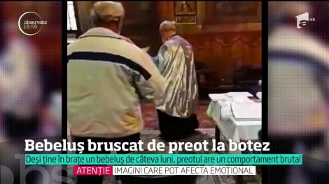 Imagini incredibile filmate într-o biserică! Un preot şi-a vărsat nervii pe un bebeluş, la botez