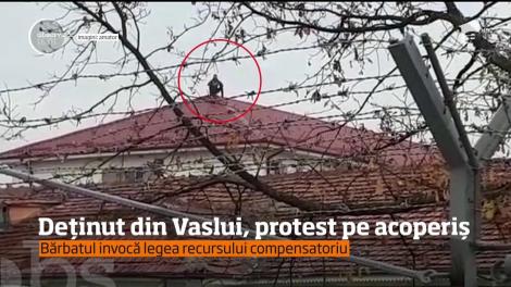 Protest inedit la penitenciarul din Vaslui! Un deţinut s-a urcat pe acoperişul închisorii!