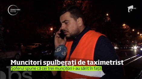 Trei muncitori care lucrau pe şoseaua Colentina au fost spulberați de un taximetrist