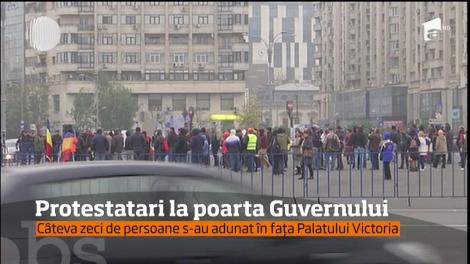 Protest la poarta Guvernului! Câteva zeci de persoane s-au adunat în fața Palatului Victoria