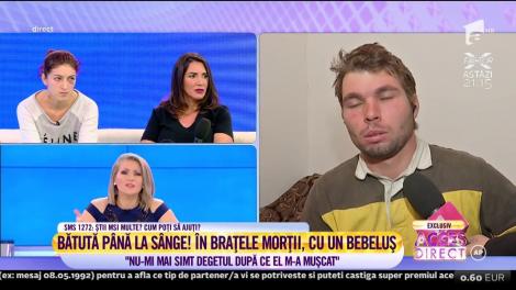 Gabriela, tânăra bătută de tatăl copilului ei: "Nu-mi mai simt degetul ce el m-a mușcat"