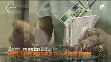 Curs istoric al monedei europene! Euro a depăşit cel mai mare prag înregistrat vreodată în România