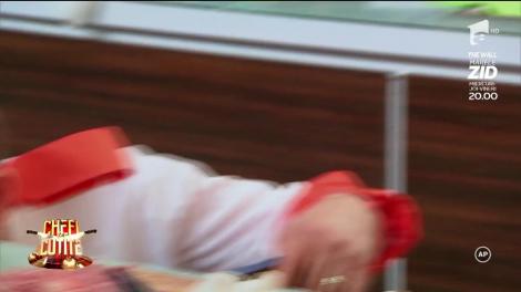 Prima proba le dă bătăi de cap concurenţilor încă din start! Chef Dumitrescu, către un concurent din echipa lui:"De ce eşti pe jos? Te rogi?"