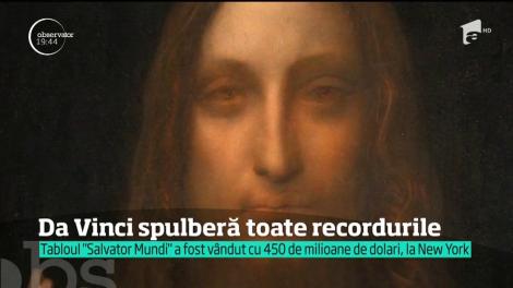 Un Leonardo da Vinci spulberă toate recordurile. Tabloul Salvador Mundi a fost vândut la licitaţie, în New York , pentru 450 de milioane de dolari
