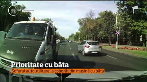 Şoferul unei autoutilitare a încercat să-şi facă loc. cu bâta, în traficul din Bucureşti