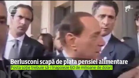 Silvio Berlusconi va fi ceva mai bogat după ce a obţinut, în instanţă, anularea obligaţiei de a-i plăti pensie alimentară fostei soţii, Veronica Lario