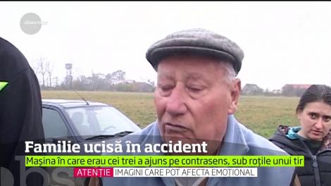 Accident teribil în judeţul Timiş! O mamă, băieţelul ei de patru ani şi unchiul celui mic au murit în maşina strivită de un TIR