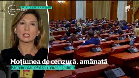 Moţiunea de cenzură depusă de Opoziţie, amânată