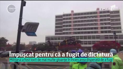 Imagini socante cu soldatul care a fugit de dictatura. Militarul a fost lovit de gloanțe în încercarea disperată de scapare
