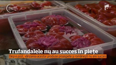 Trufandalele nu au succes în piețe. Cumpărătorii nu se înghesuie să cumpere produse românești