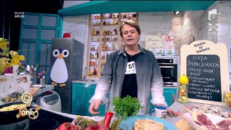 Reţeta lui Vlăduţ: "Raţă îmbujorată" cu rodii şi fasole bătută