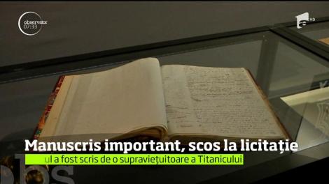 Manuscrisul unei supravieţuitoare a Titanicului va fi scos la licitaţie la un muzeu din Paris