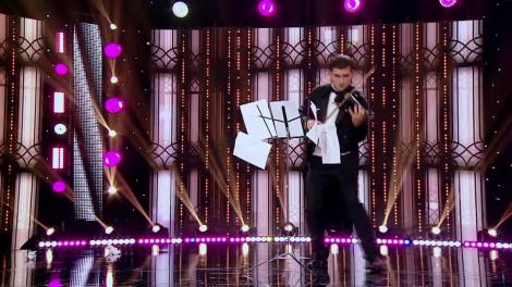 Violonistul Cristian Mirion a surprins cu apariția sa pe scena ”iUmor”