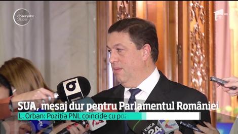 SUA, mesaj dur pentru Parlamentul României: "Cerem imperativ să fie respinse aceste propuneri"