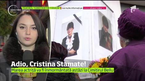 E zi de doliu pentru teatru românesc. Actriţa Cristina Stamate va fi înmormântată la Cimitirul Bellu