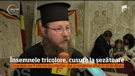 Însemnele tricolore, cusute la șezătoare