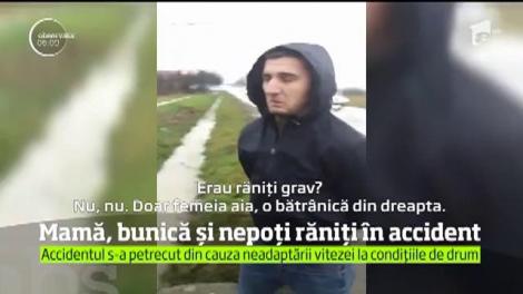 Patru oameni au ajuns la spital după ce maşina în care erau a derapat şi s-a răsturnat la Ulmi, în Dâmboviţa