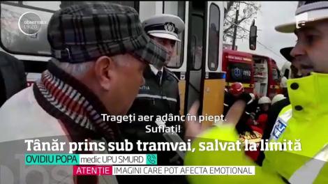 Un tânăr a fost prins sub tramvai! Zeci de medici și pompieri au participat la operațiunea de salvare
