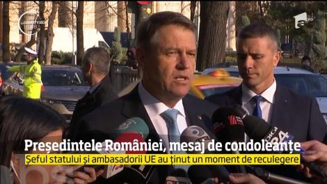 Președintele României, mesaj de condoleanțe. Șeful statului și ambasadorii UE au ținut un moment de reculegere