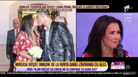 Imagini NEMAIVĂZUTE de la nunta Oanei Zăvoranu cu Alex. Rochia extreeeem de sexy a atras toate privirile: "Îmi ţineam buchetul mai sus să nu mi se vadă sutienul"
