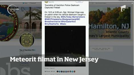 Apariţie spectaculoasă în Statele Unite. Un meteorit a fost filmat în New Jersey