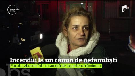 Incendiu la un cămin de nefamilişti din Sectorul 1 al Capitalei. O cameră s-a transformat în scrum!
