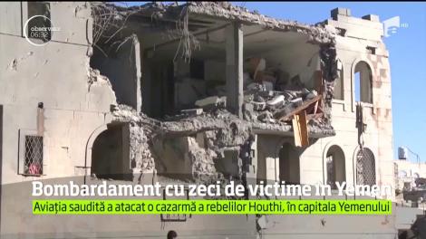 Cel puţin 35 de oameni au fost ucişi iar alţi 90 au fost răniţi într-un bombardament al aviaţiei saudite în capitala Yemenului, Sanaa