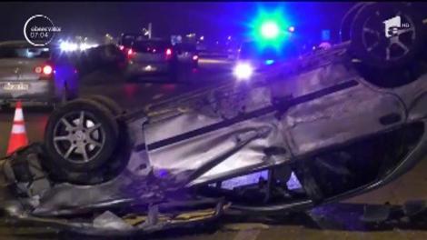 Două persoane au ajuns la spital, după ce s-au răsturnat cu maşina pe Centura Ocolitoare a Braşovului