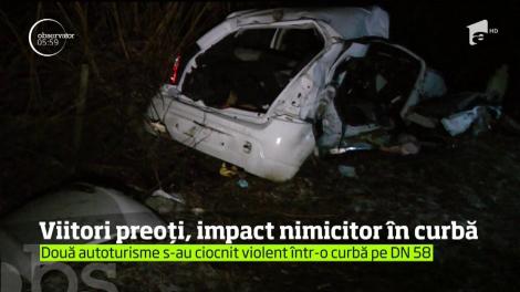 Doi tineri, viitori preoţi, au murit într-un impact devastator pe un drum naţional din Caraş Severin
