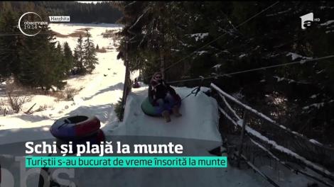 Schi și plajă la munte. Soarele a fost generos, iar turiştii s-au răsfăţat cu o porţie de bronz