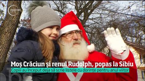 Moş Crăciun și renul Rudolph, popas la Sibiu